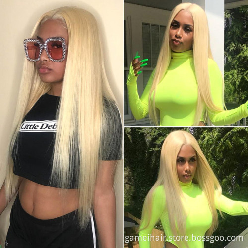 For Black Women Cheap 12a Brazilian Virgin Human Hair Transparent 613 Blonde Straight Lace Wig HD Full Lace Front Wig Human Hair